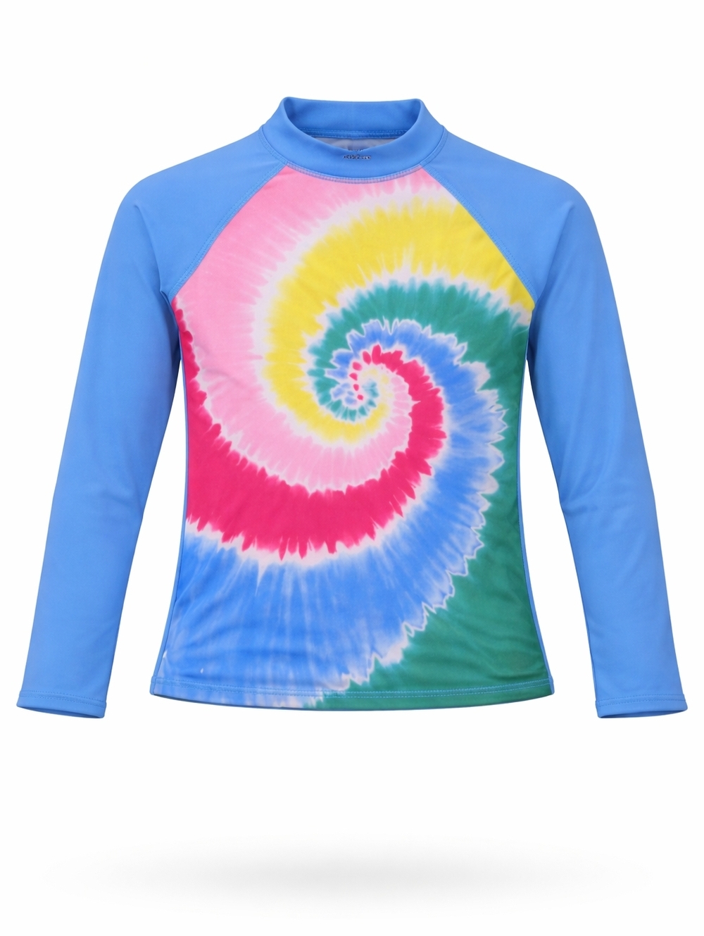 Lands' End Kids Girls Blue Rainbow Tie-Dye Long Sleeve Swim Rashguard Size 10 12
